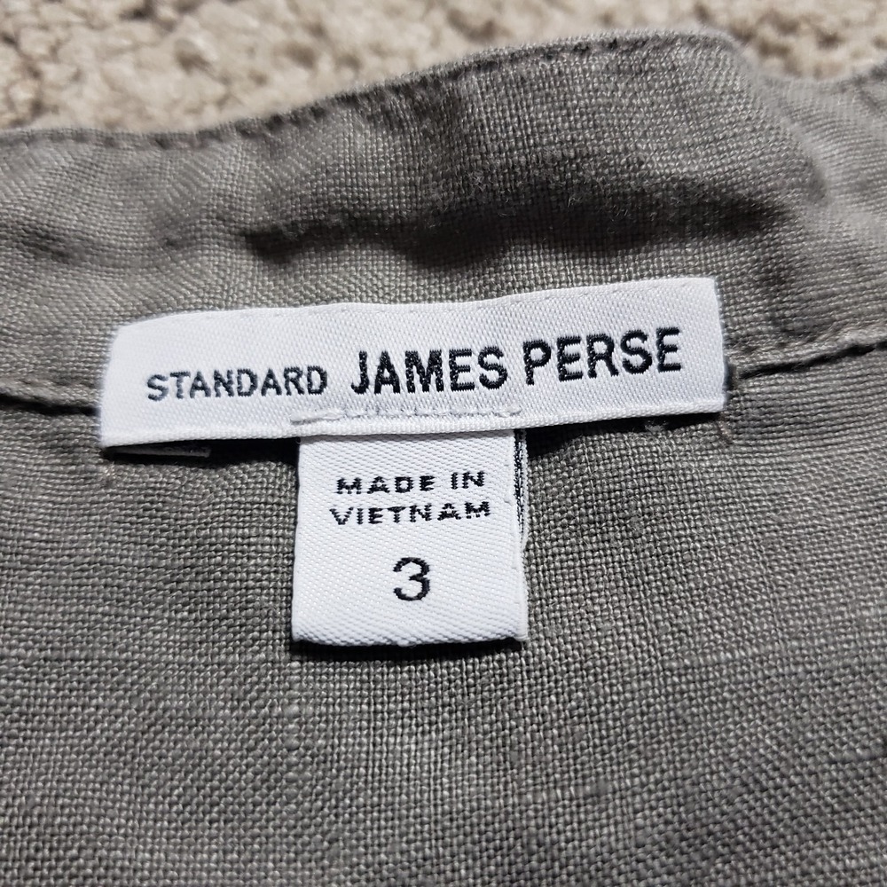 James Perse 100% Linen Shirt Dress Womens 3 (L) Gray Button Front Drop Tie Waist - Picture 9 of 15